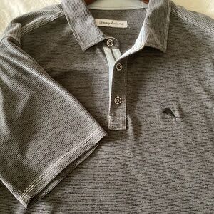 Mens Tommy Bahama Paradiso Cove Black n Gray Short Sleeve Logo Size L